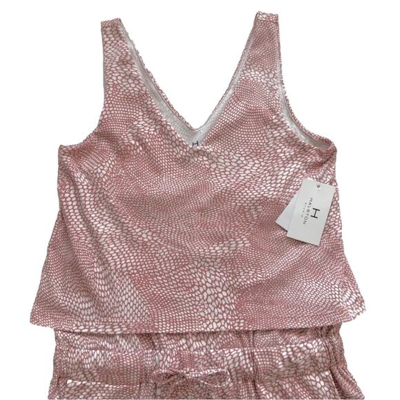 H by Halston Romper Ash Rose Sleeveless V-Neck Pockets Cotton Romper Size XS NEW - Picture 3 of 12